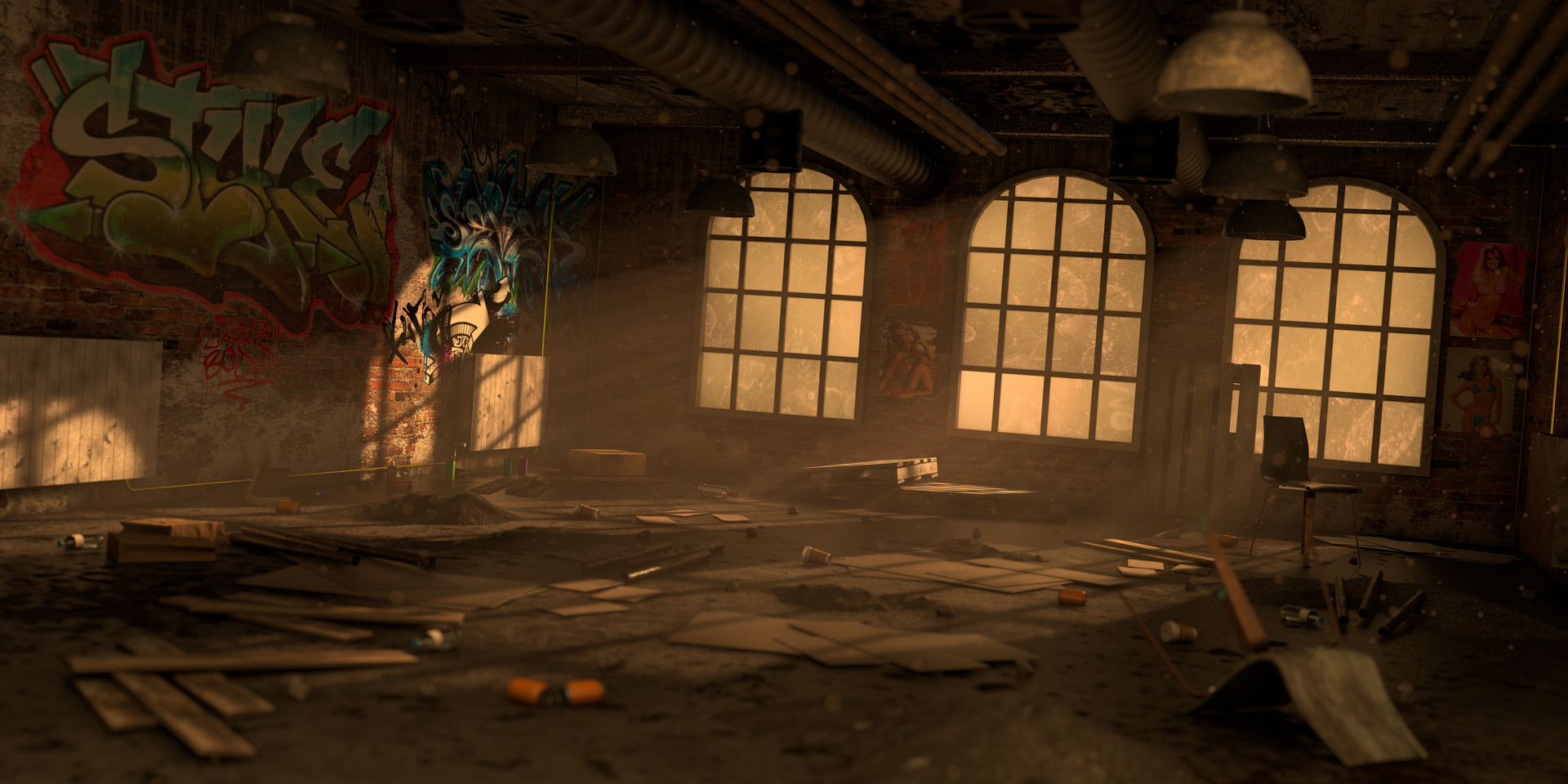 Interior room inside the abandoned building